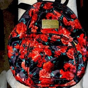 Jansport Mini Backpack -Black w/Roses